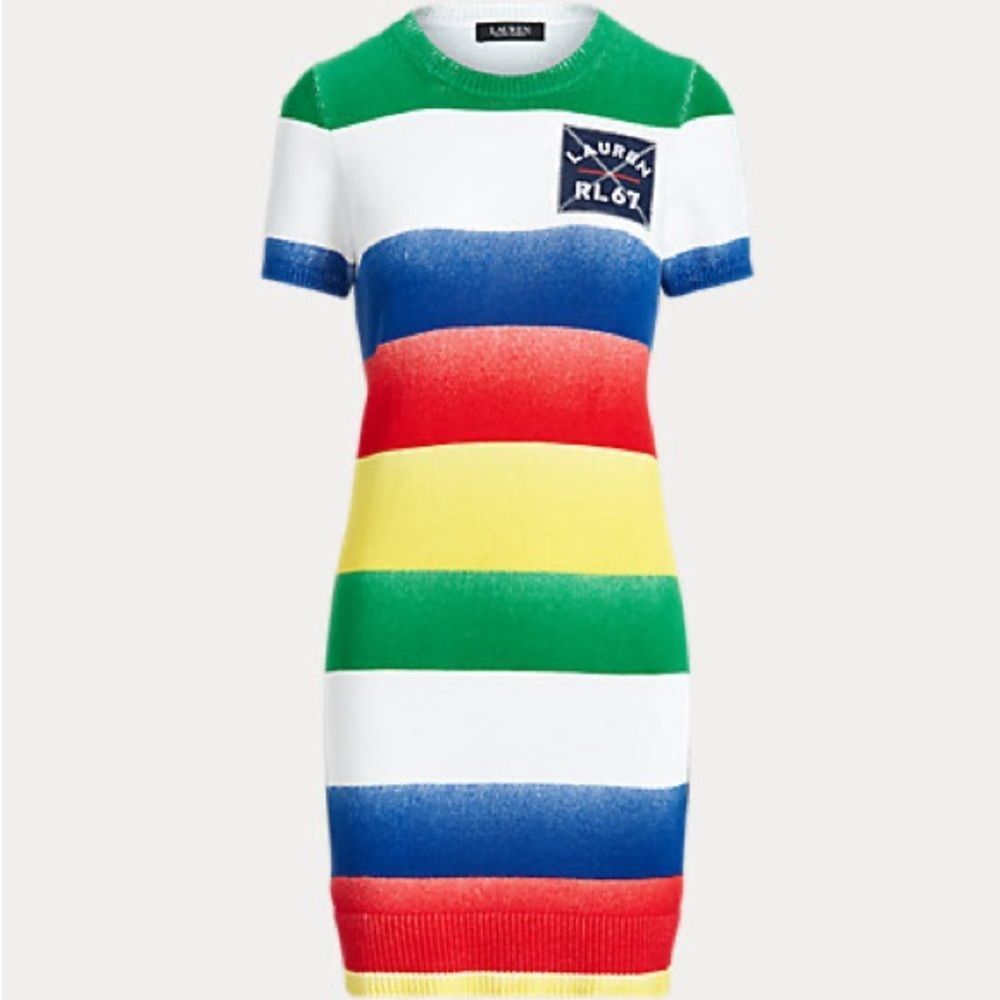 Polo Ralph Lauren Striped Cotton-Blend Sweater Dress